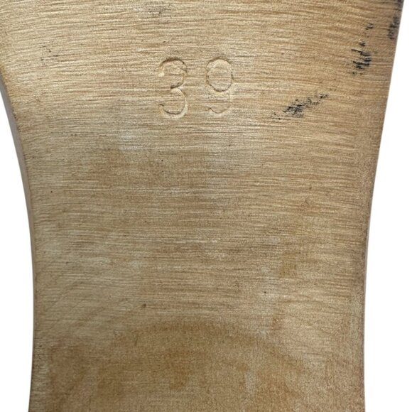 Rare Swedish Hasbeens Red Laser Cut Leather Platform Heeled Clog Sandals 9 Boho - Picture 12 of 14